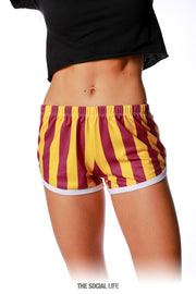 Game Day Striped Retro Shorts - Maroon / Gold