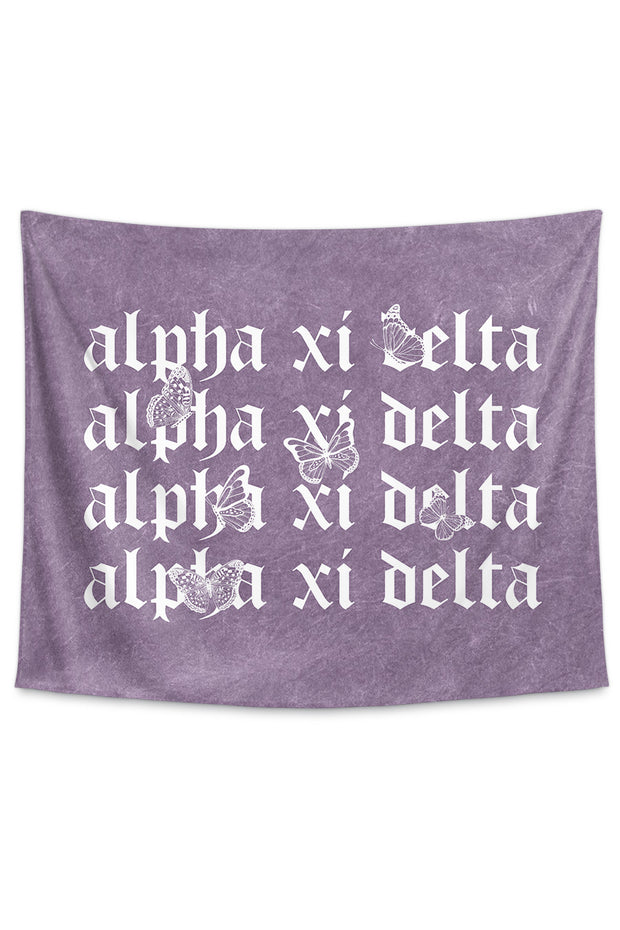 Alpha Xi Delta Purple Wash Butterfly Tapestry