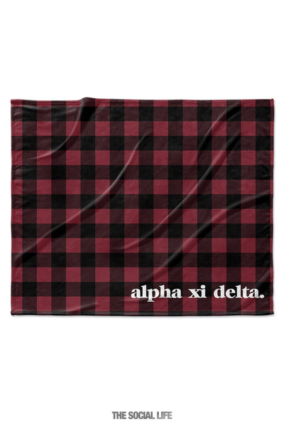 Alpha Xi Delta Plaid Velvet Plush Blanket