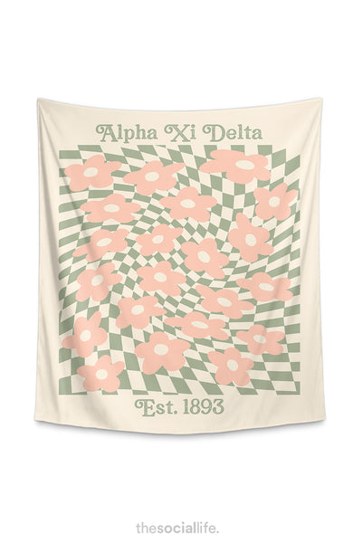Alpha Xi Delta Retro Flower Tapestry