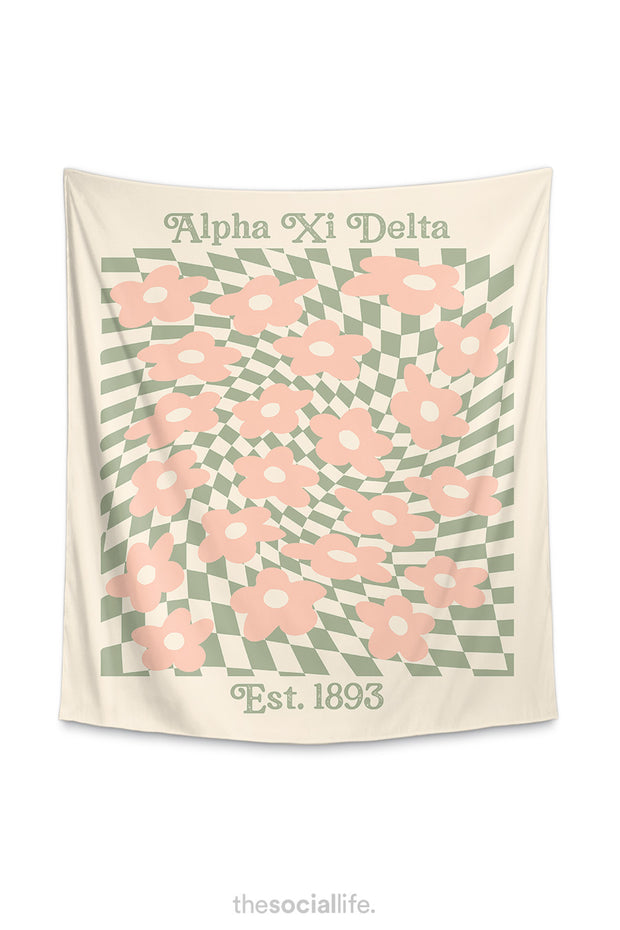 Alpha Xi Delta Retro Flower Tapestry