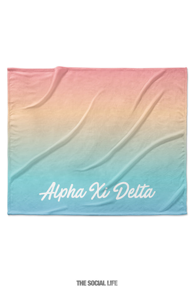 Alpha Xi Delta Rainbow Sherbet Velvet Plush Blanket