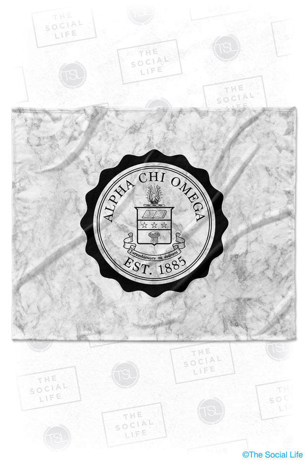 Alpha Chi Omega Marble Crest Velvet Plush Blanket
