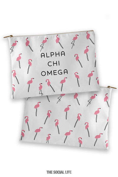 Alpha Chi Omega Flamingo Cosmetic Bag