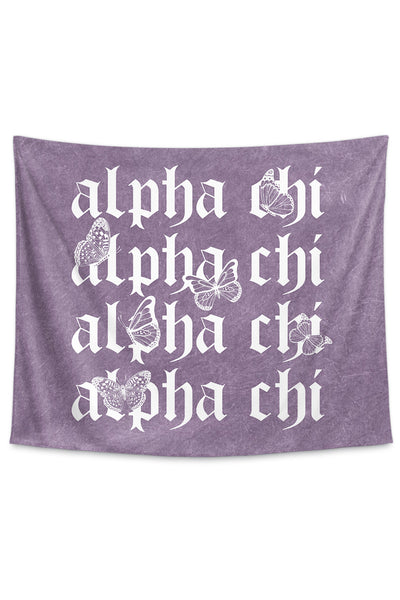 Alpha Chi Omega Purple Wash Butterfly Tapestry