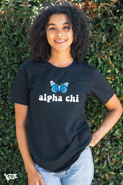 Alpha Chi Omega Groovy Butterfly Tee