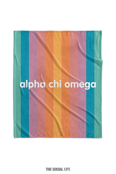 Alpha Chi Omega Horizon Stripe Velvet Plush Blanket