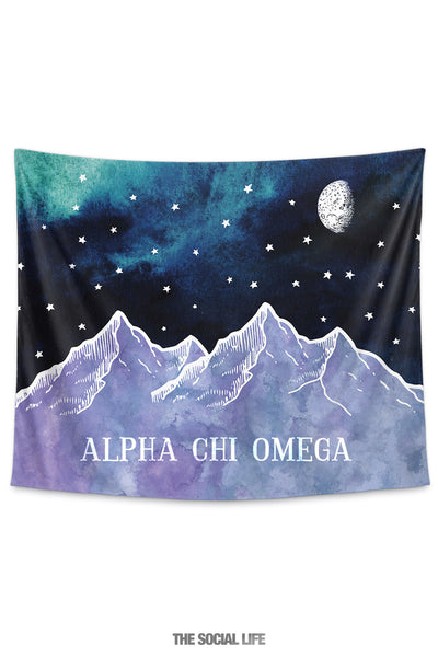 Alpha Chi Omega Mountain Night Tapestry