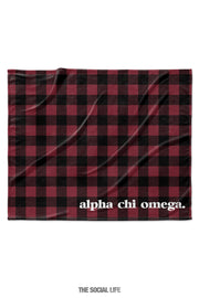 Alpha Chi Omega Plaid Velvet Plush Blanket