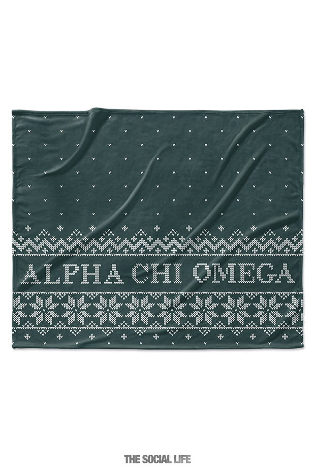 Alpha Chi Omega Snowflake Velvet Plush Blanket