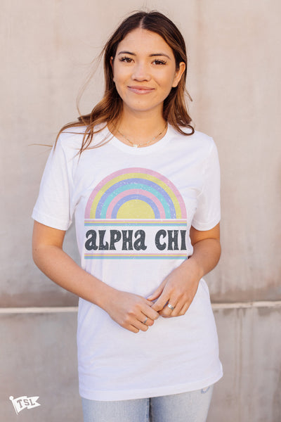 Alpha Chi Omega Vintage Rainbow Tee