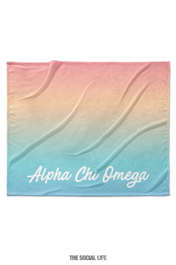 Alpha Chi Omega Rainbow Sherbet Velvet Plush Blanket