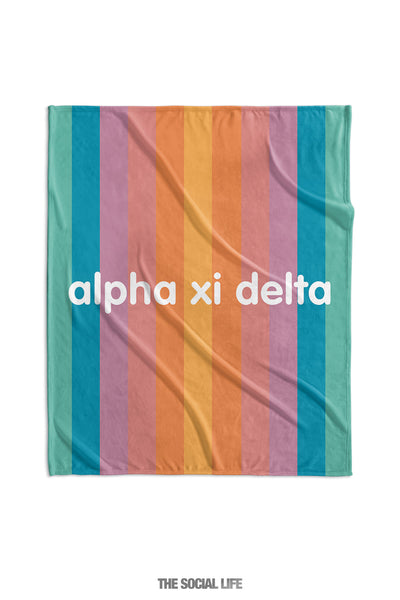 Alpha Xi Delta Horizon Stripe Velvet Plush Blanket