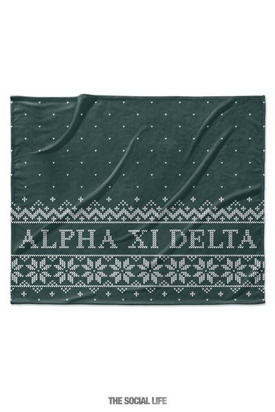 Alpha Xi Delta Snowflake Velvet Plush Blanket