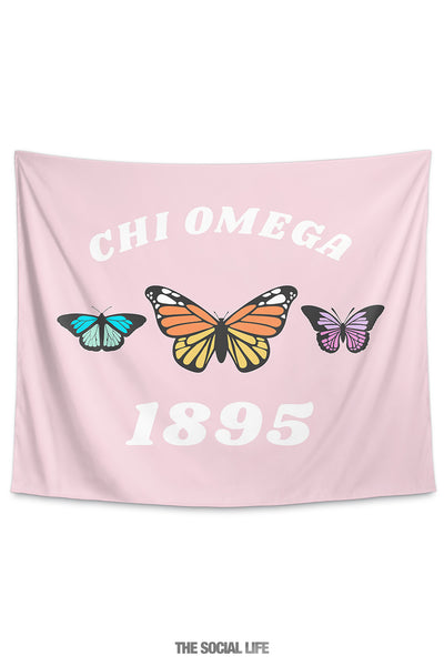 Chi Omega Butterfly Tapestry