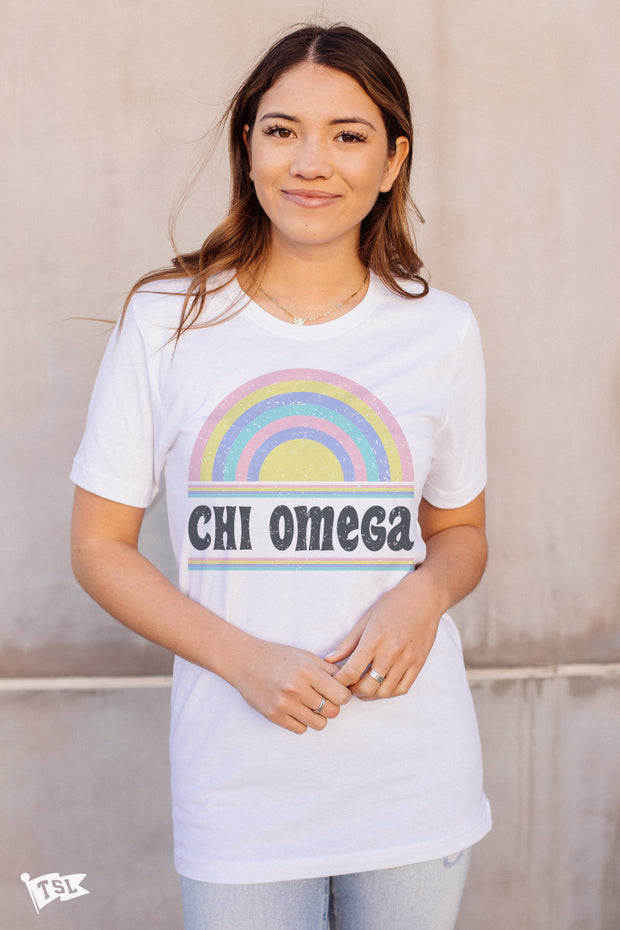 Chi Omega Vintage Rainbow Tee