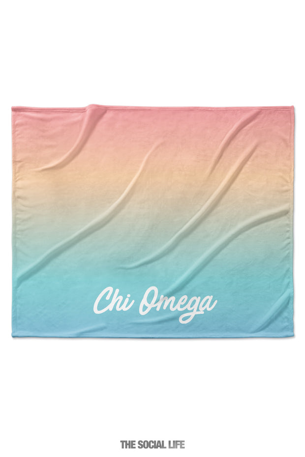 Chi Omega Rainbow Sherbet Velvet Plush Blanket