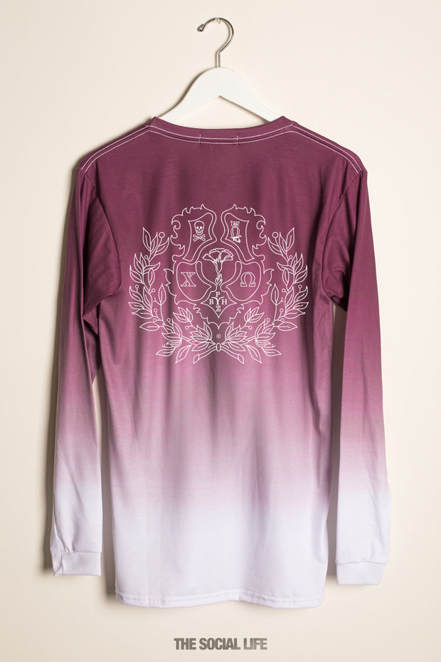 Chi Omega Classic Crest Ombre Long Sleeve