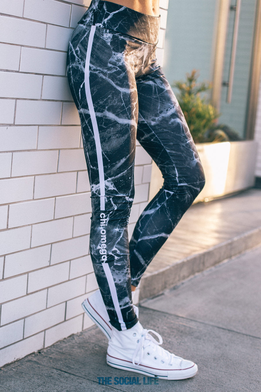 Chi Omega Black Marble Leggings The Social Life