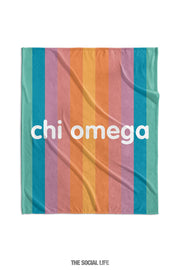 Chi Omega Horizon Stripe Velvet Plush Blanket