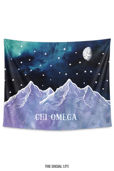 Chi Omega Mountain Night Tapestry