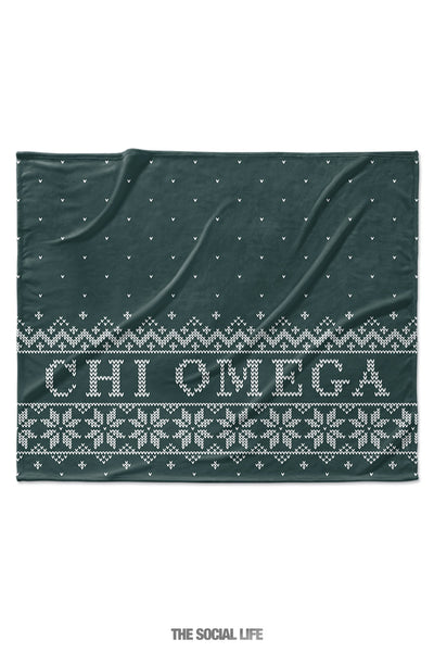 Chi Omega Snowflake Velvet Plush Blanket