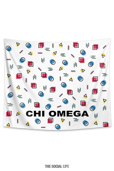 Chi Omega Squigglies Tapestry