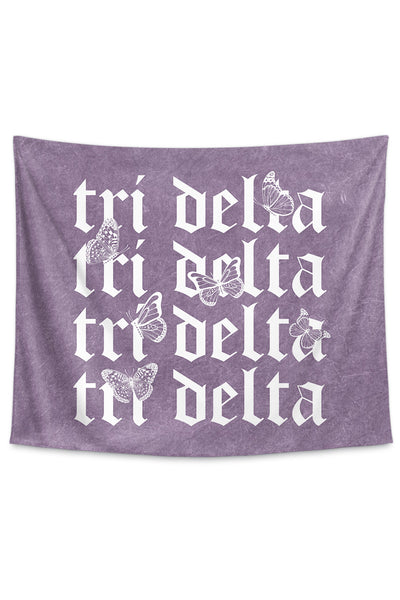 Delta Delta Delta Purple Wash Butterfly Tapestry