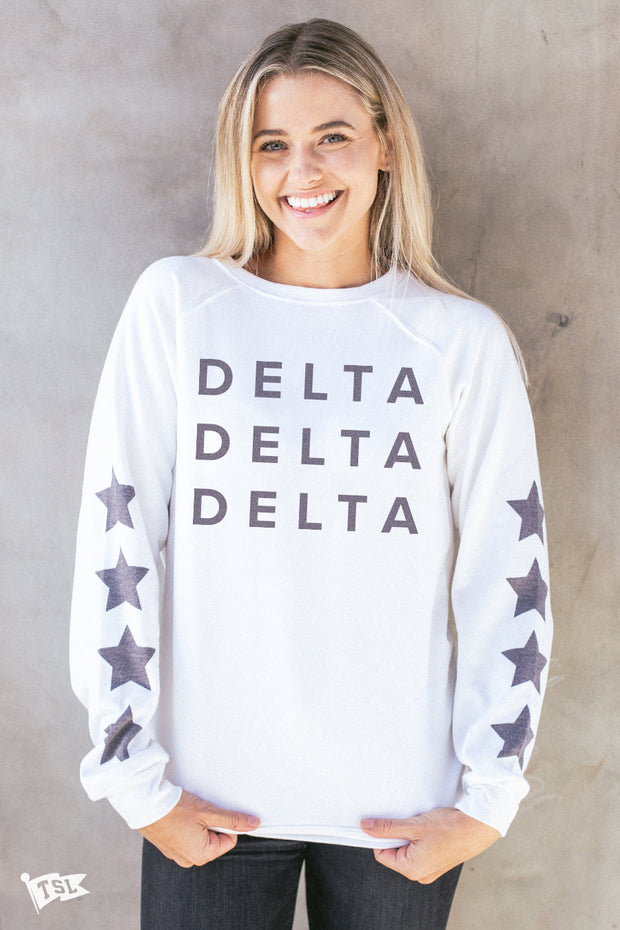 Delta Delta Delta Star Raglan Crewneck
