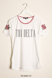 Delta Delta Delta Rose Shoulder Scoop Tee