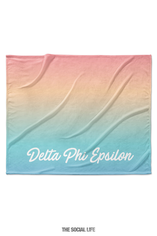 Delta Phi Epsilon Rainbow Sherbet Velvet Plush Blanket