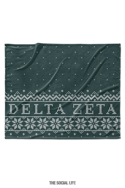 Delta Zeta Snowflake Velvet Plush Blanket
