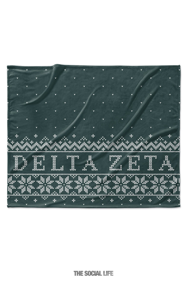 Delta Zeta Snowflake Velvet Plush Blanket