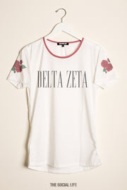 Delta Zeta Rose Shoulder Scoop Tee