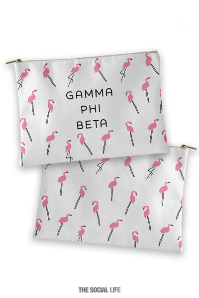 Gamma Phi Beta Flamingo Cosmetic Bag