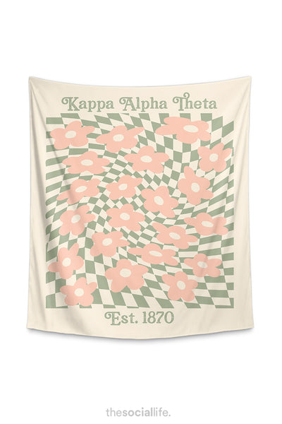 Kappa Alpha Theta Retro Flower Tapestry