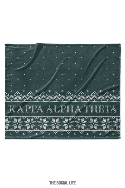 Kappa Alpha Theta Snowflake Velvet Plush Blanket