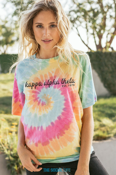 Kappa Alpha Theta Tie Dye Script Tee