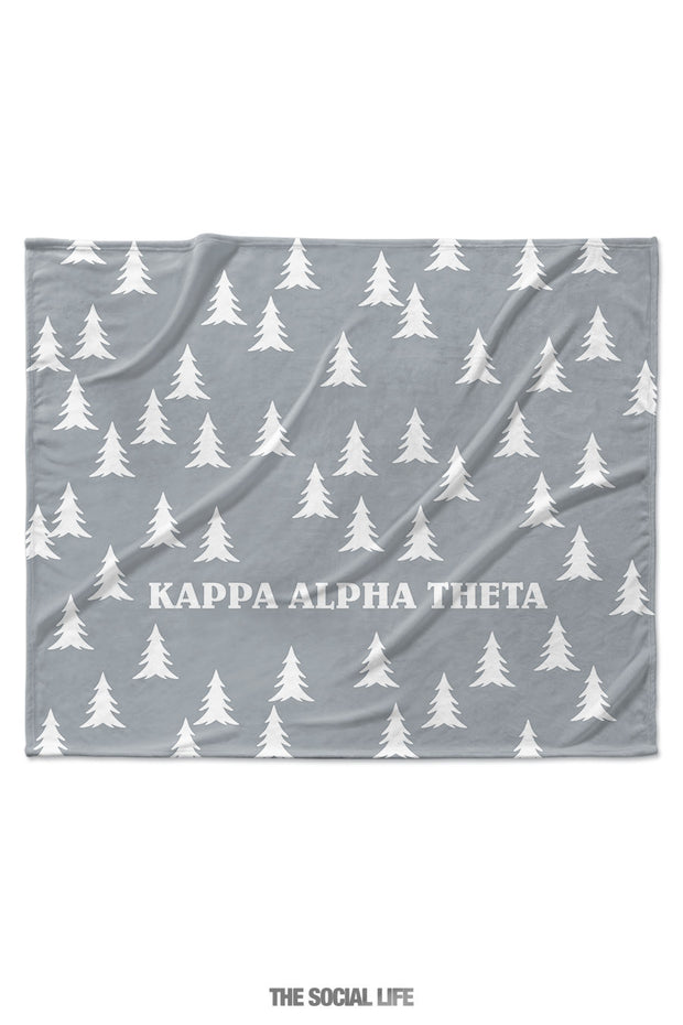 Kappa Alpha Theta Grey Pines Velvet Plush Blanket