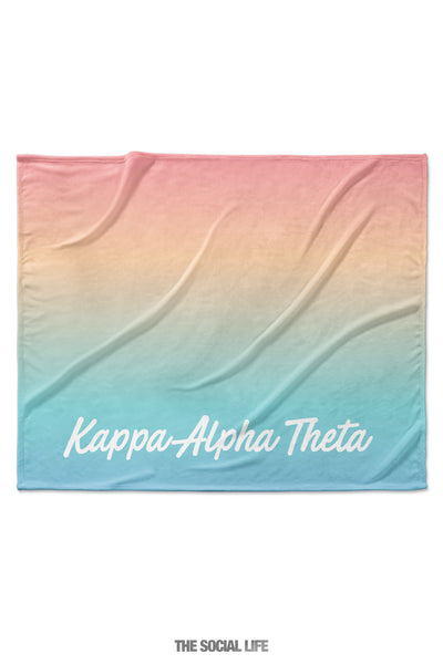 Kappa Alpha Theta Rainbow Sherbet Velvet Plush Blanket