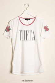 Kappa Alpha Theta Rose Shoulder Scoop Tee