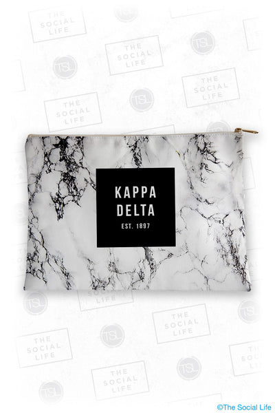 Kappa Delta White Marble Cosmetic Bag