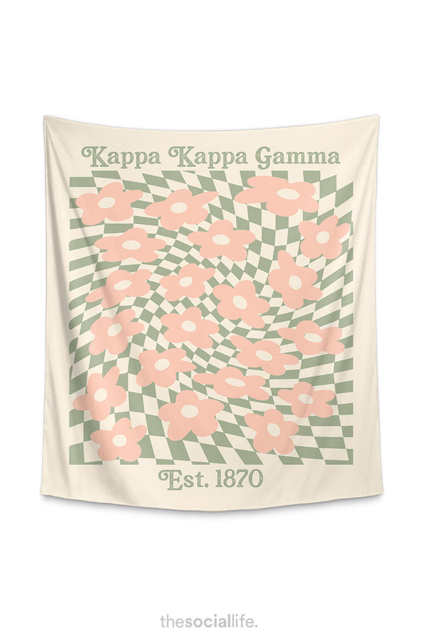 Kappa Kappa Gamma Retro Flower Tapestry