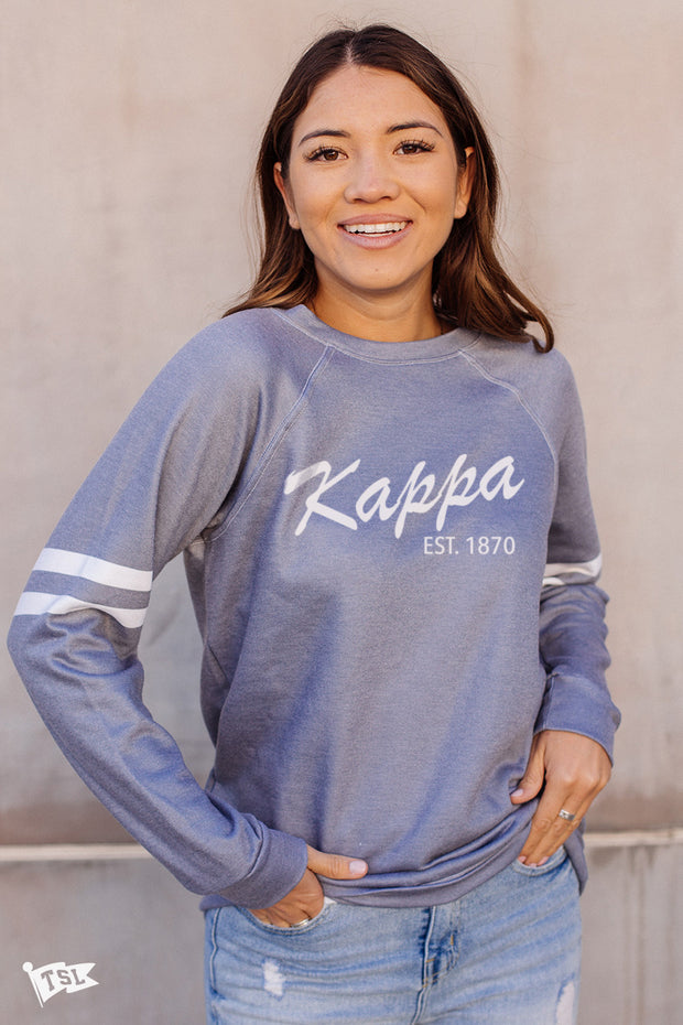 Kappa Kappa Gamma Varsity Script Raglan Crewneck