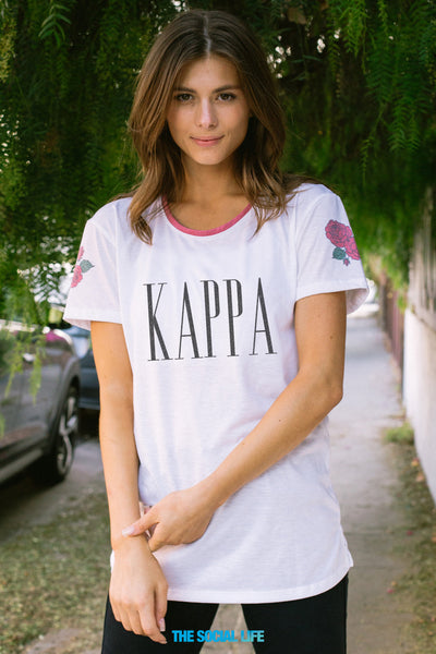 Kappa Kappa Gamma Rose Shoulder Scoop Tee