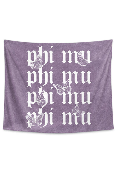 Phi Mu Purple Wash Butterfly Tapestry