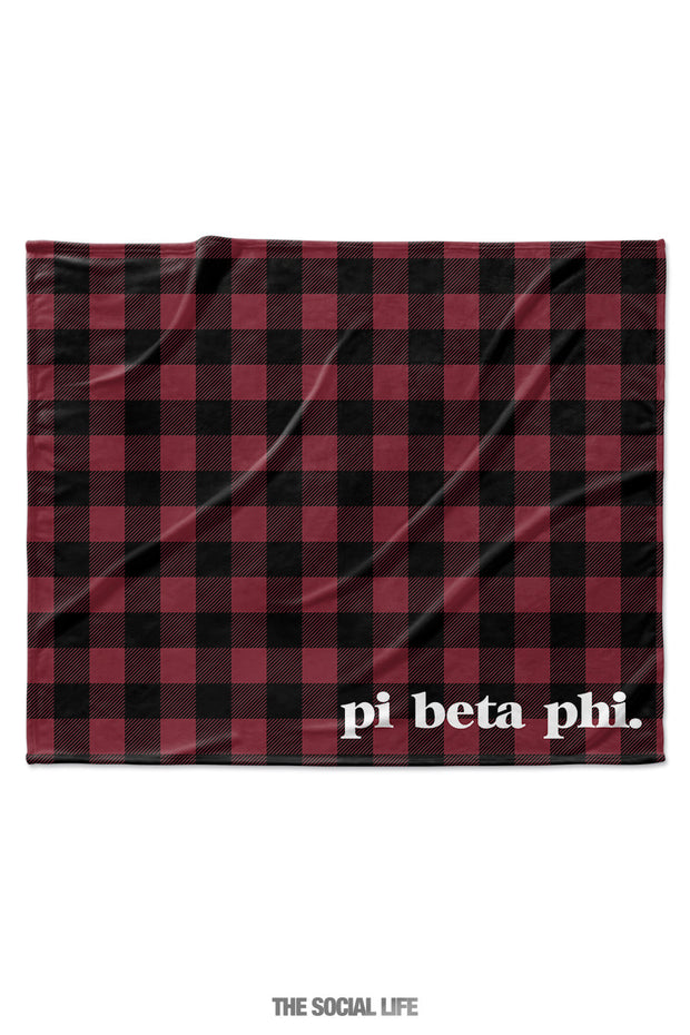 Pi Beta Phi Plaid Velvet Plush Blanket