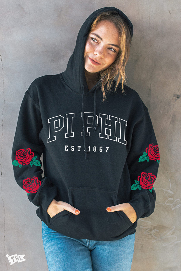 Pi Beta Phi Rose Sleeve Hoodie