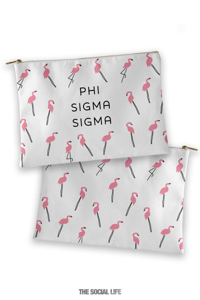 Phi Sigma Sigma Flamingo Cosmetic Bag