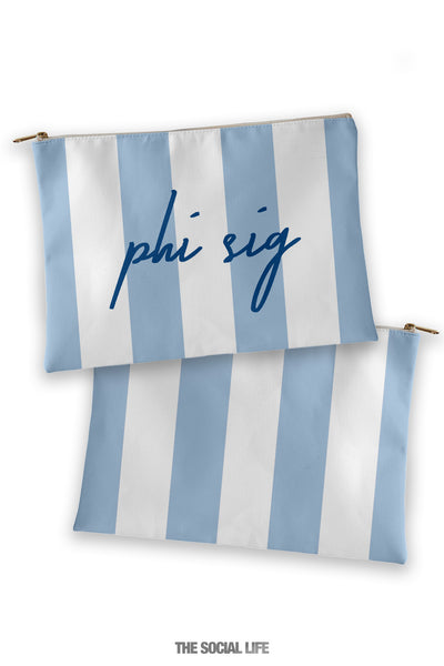 Phi Sigma Sigma Striped Cosmetic Bag